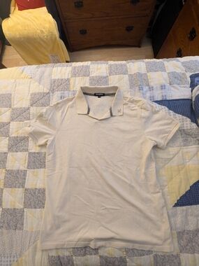 Karl Lagerfeld Cream Polo with Black-Trim Collar